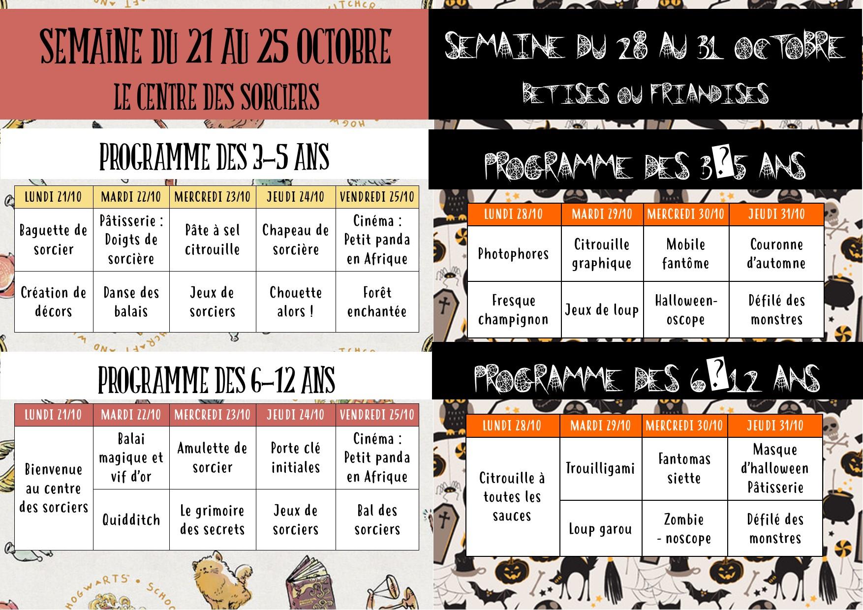 Programme toussaint 2024